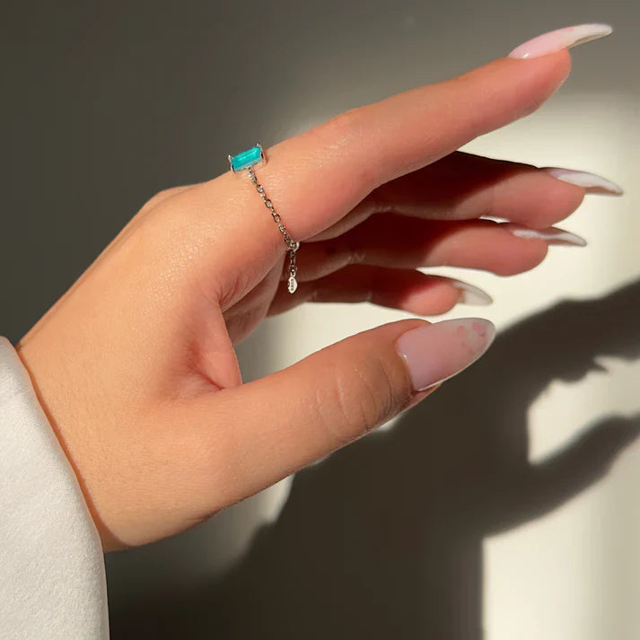 Tourmaline chain - Anello regolabile a catena con Tormalina naturale